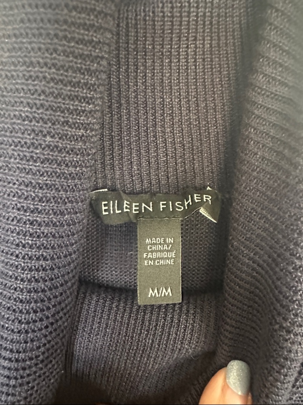 Eileen Fisher Long Sleeve Turtleneck Dress Size M Navy Blue Tencel-silk blend - Picture 3 of 7